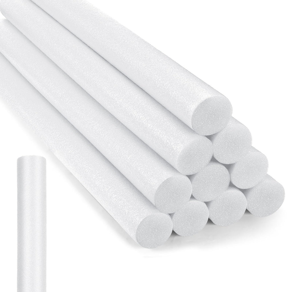 Kathfly 12 Pcs Floating Pool Noodles Foam Tube 1.5 x 35 Inches Floating Foam Tube Round Solid Foam Noodle for Adults Floating Swimming Craft Project(White)