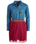 Guess Big Girls Denim Mesh Pleated Dress