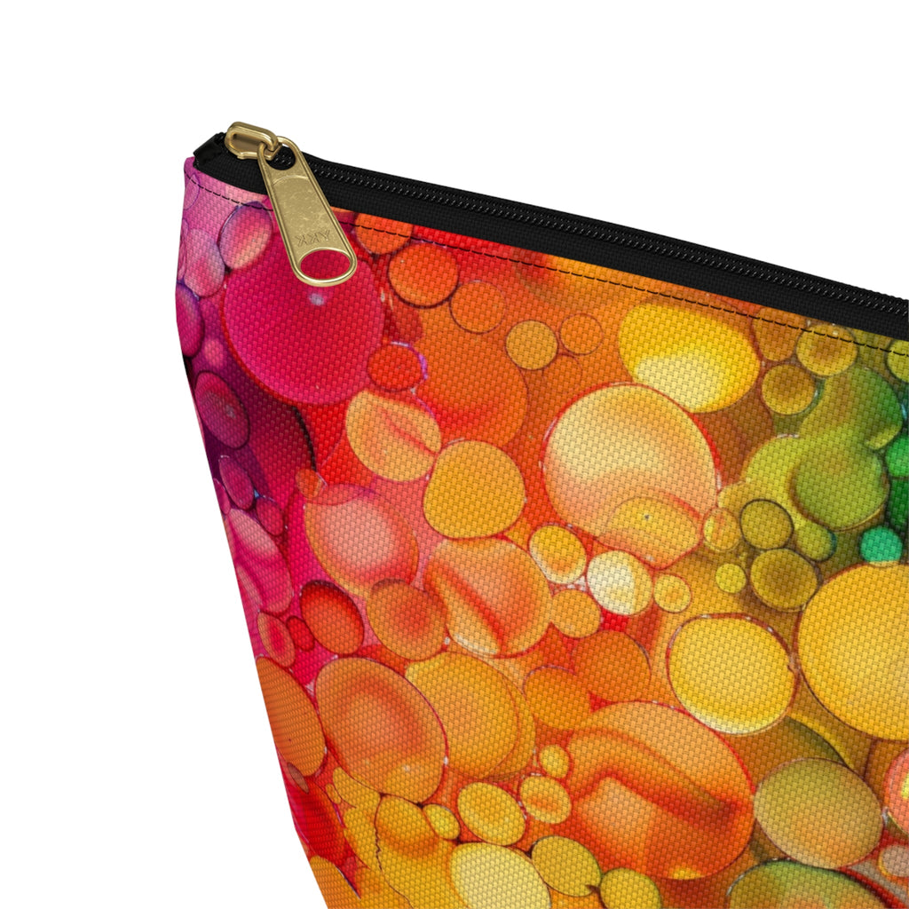 Bespattered Facade Rainbow Ink Dots Accessory Pouch With T-Bottom | 2 Sizes