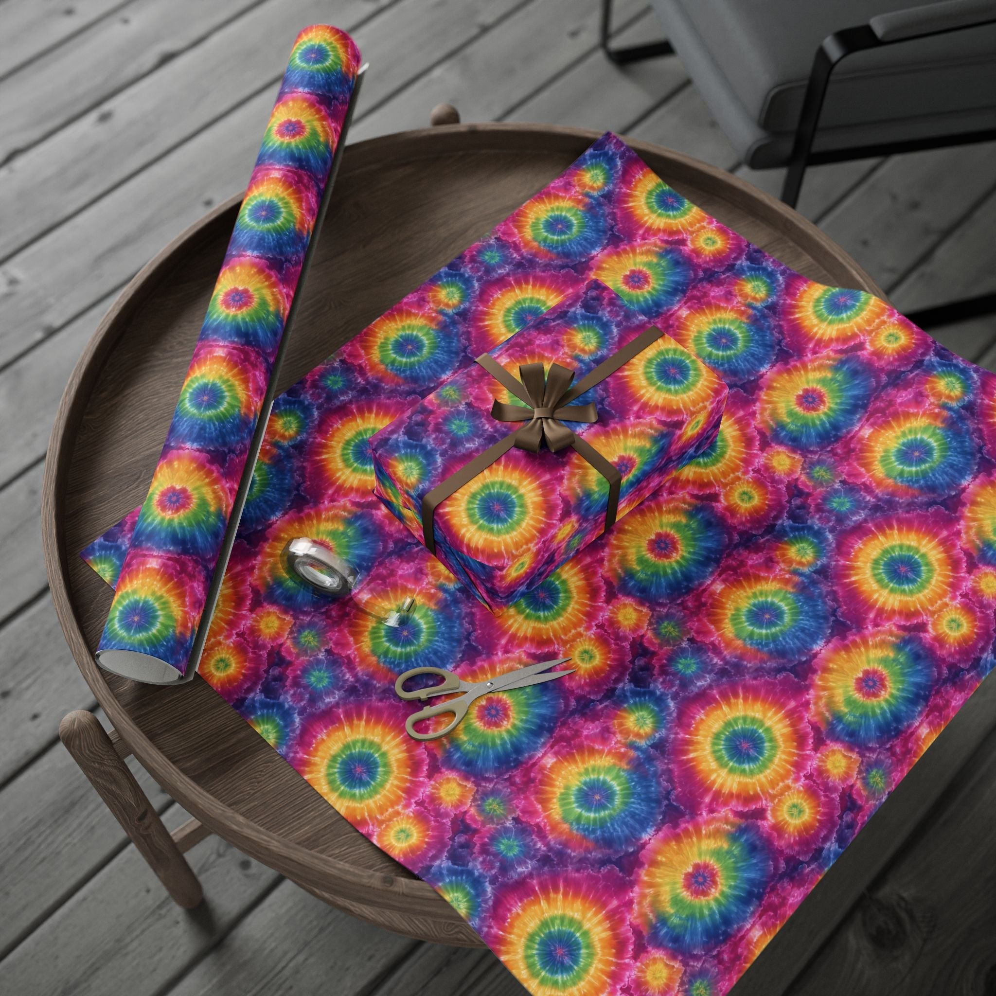 Bespattered Facade Rainbow Tie Dye Wrapping Paper | Three Sizes | Glossy or Matte