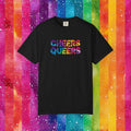 Bespattered Facade Rainbow Cheers Queers Colorful LGBTQ+ Pride Premium Unisex Comfort Colors Garment Dyed 100% Cotton T-Shirt