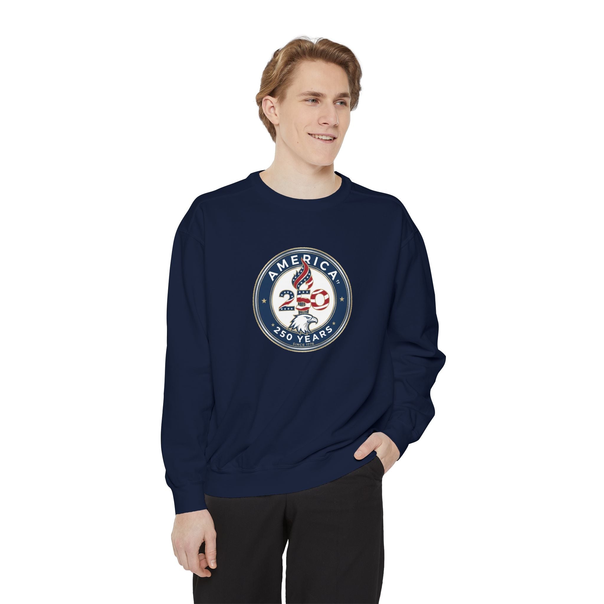 America 250 Years Badge -  Happy Birthday USA Sweatshirt