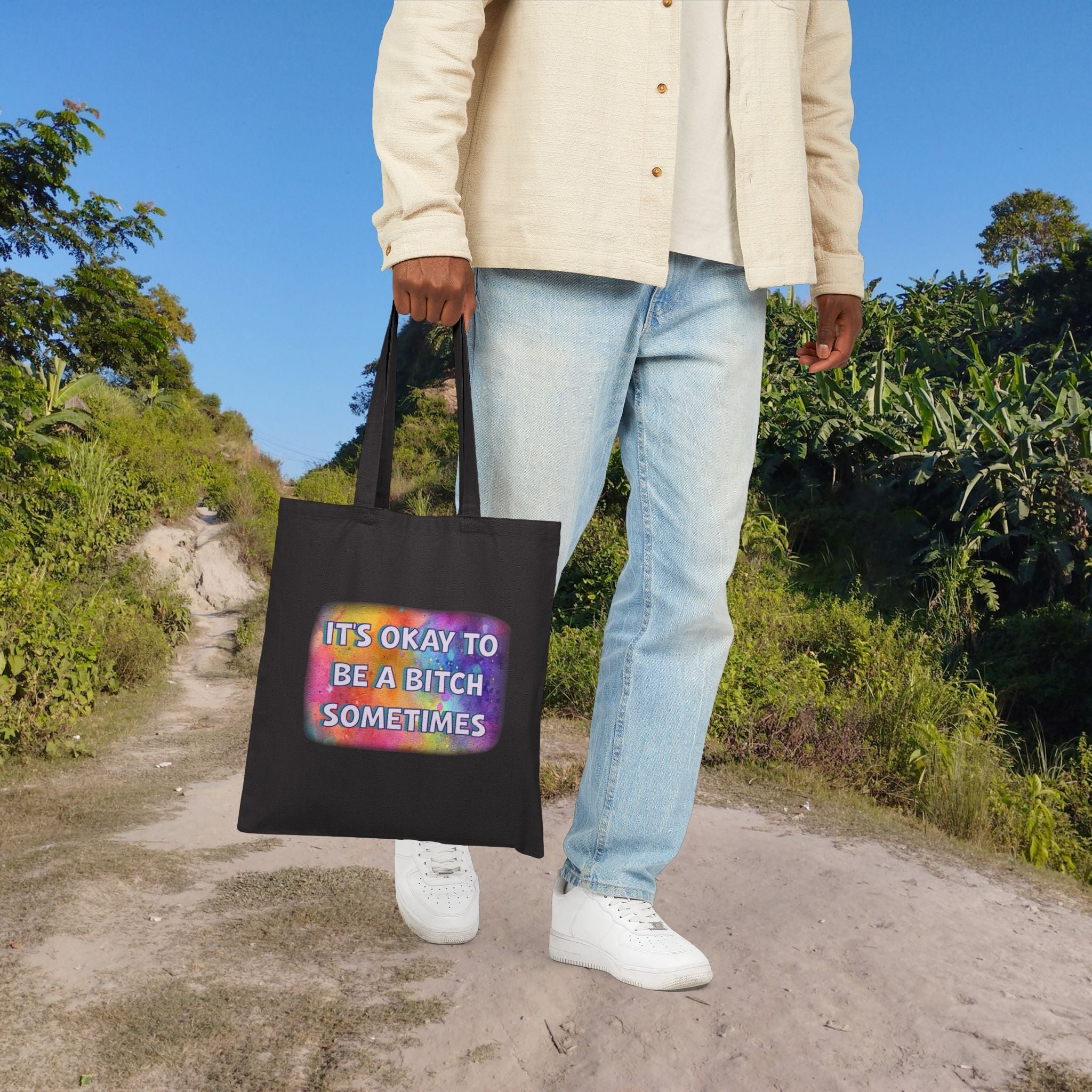 Bespattered Facade Rainbow "Be a Bitch Sometimes" Canvas Tote Bag Reusable Carryall