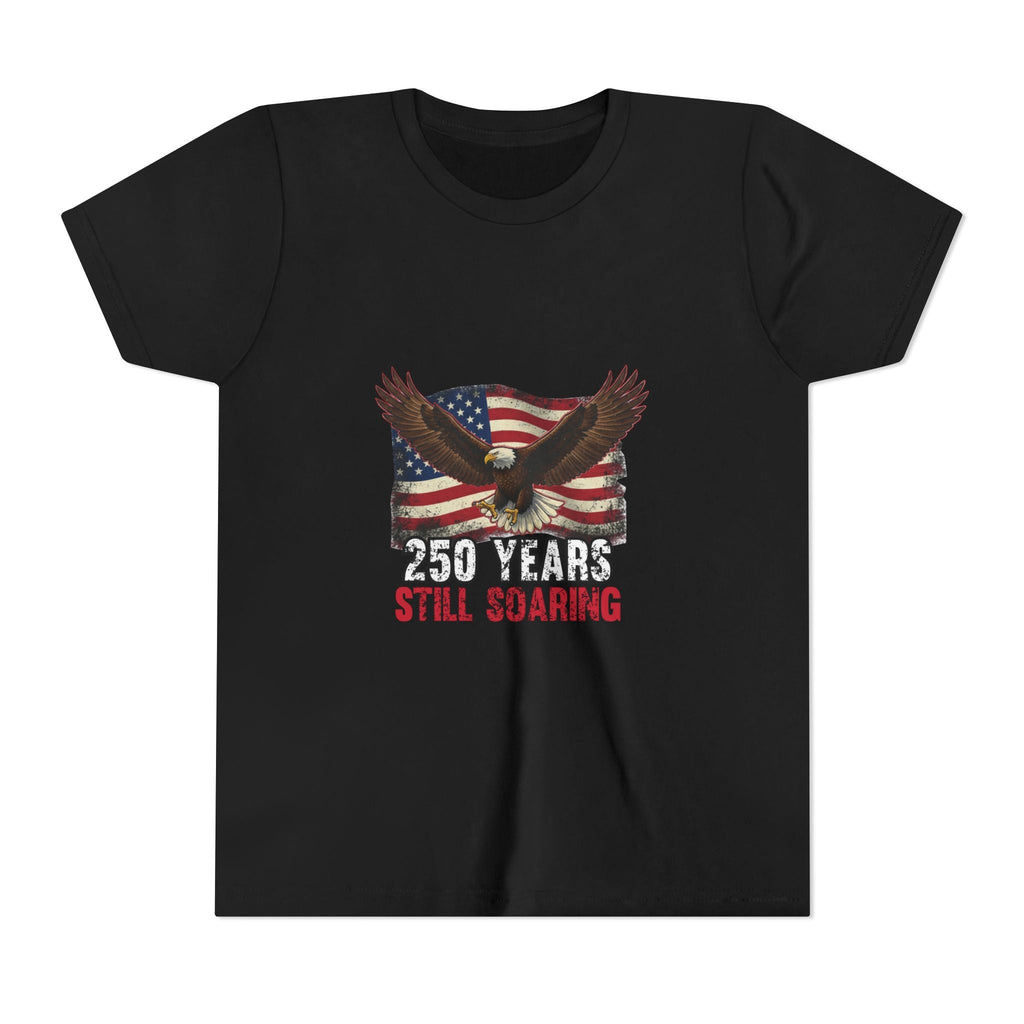 Youth Tee - "250 Years Still Soaring" Eagle American Flag Patriotic T‑Shirt
