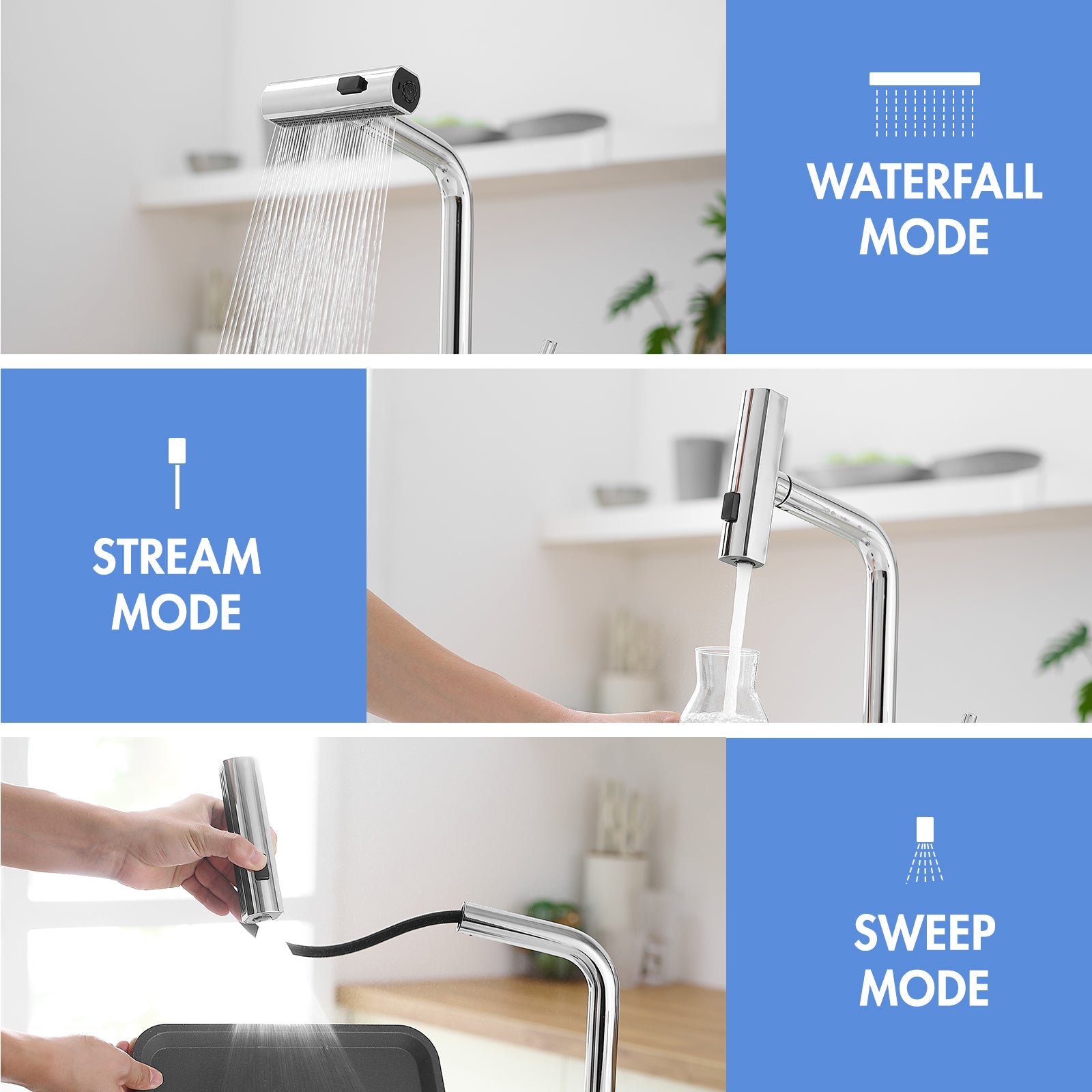 Touchless Kitchen Faucet, Hands Free Automatic Smart Kitchen Faucet, Stainless Steel Touchless Kitchen Faucet