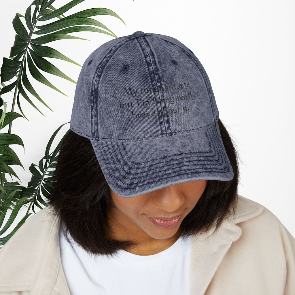 Bespattered Facade "My Tummy Hurts" Black Embroidered Vintage Cap