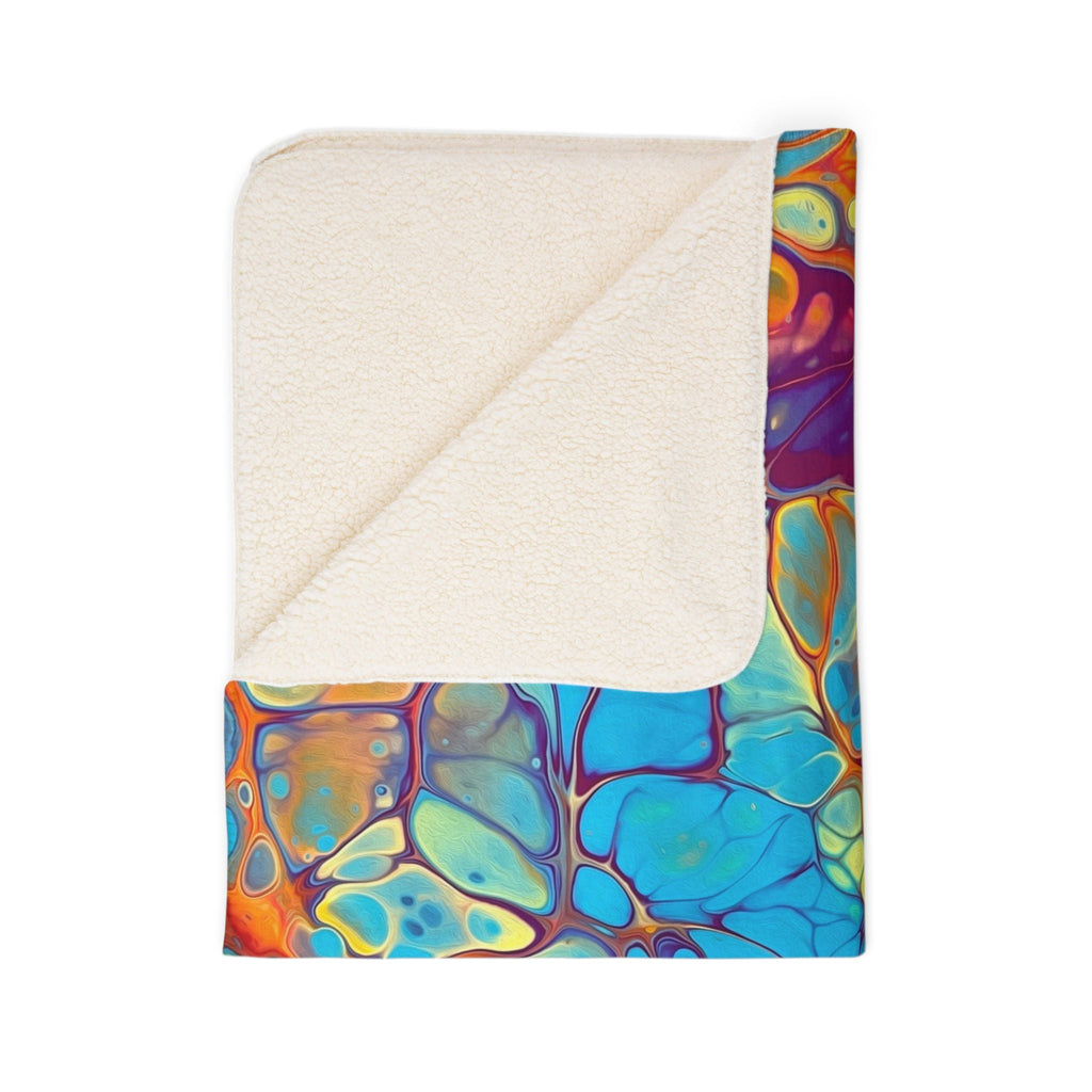 Bespattered Facade Intergalactic Rainbow Fleece Sherpa Blanket | 2 Colors & Sizes