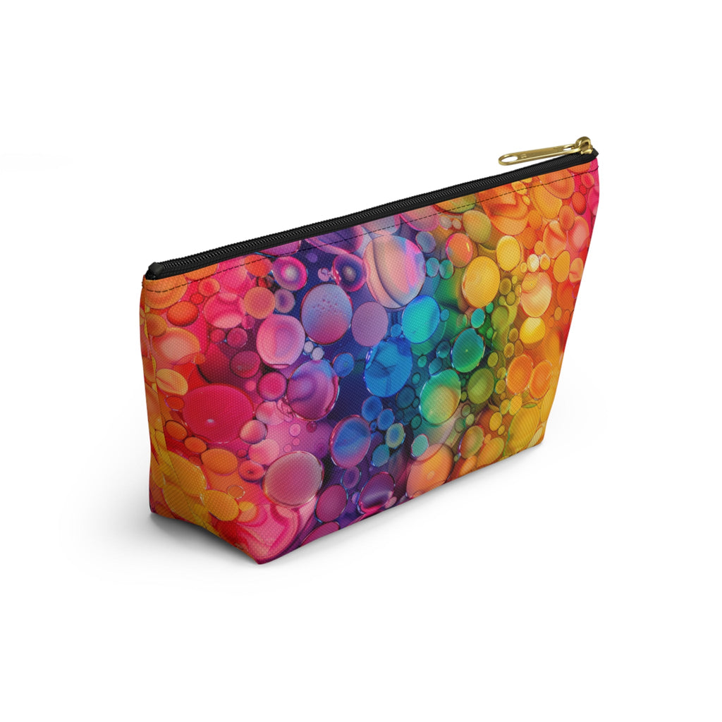 Bespattered Facade Rainbow Ink Dots Accessory Pouch With T-Bottom | 2 Sizes