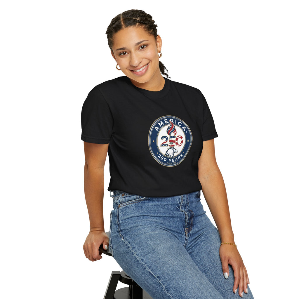 America 250 – “America 250 Years Badge” Happy Birthday USA T-Shirt