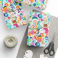 Bespattered Facade Rainbow Doodles Wrapping Paper | Three Sizes | Glossy or Matte