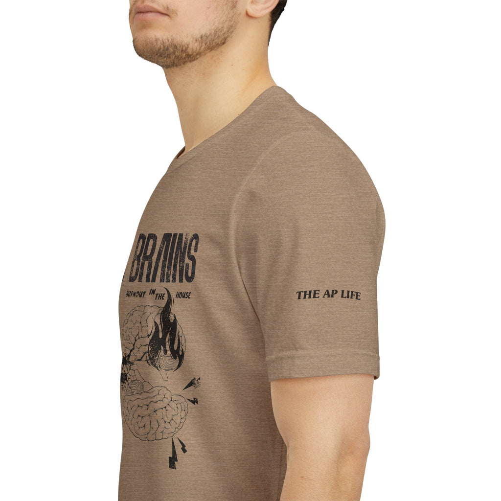 Taxing Brains - Burnout in the House - AuDHD - Adult Unisex Jersey Tee