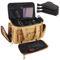 Espmotic Durable Shooting Gun Range Bag with 3 Pistol Cases - 6 Magazine Slots & Removable Strap - Waterproof and Lightweight Khaki