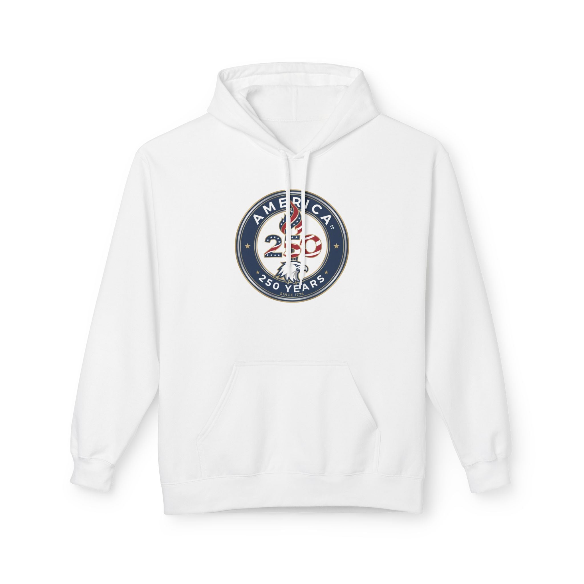 America 250 Years Badge Hoodie – USA Flag Patriotic Celebration Pullover