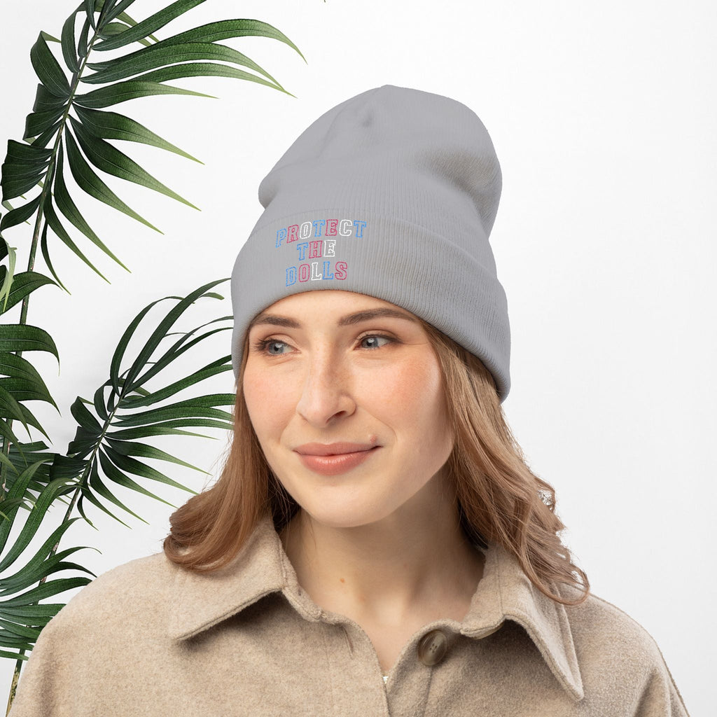 Bespattered Facade Protect the Dolls LGBTQ+ Pride Trans Support Embroidered Knit Beanie