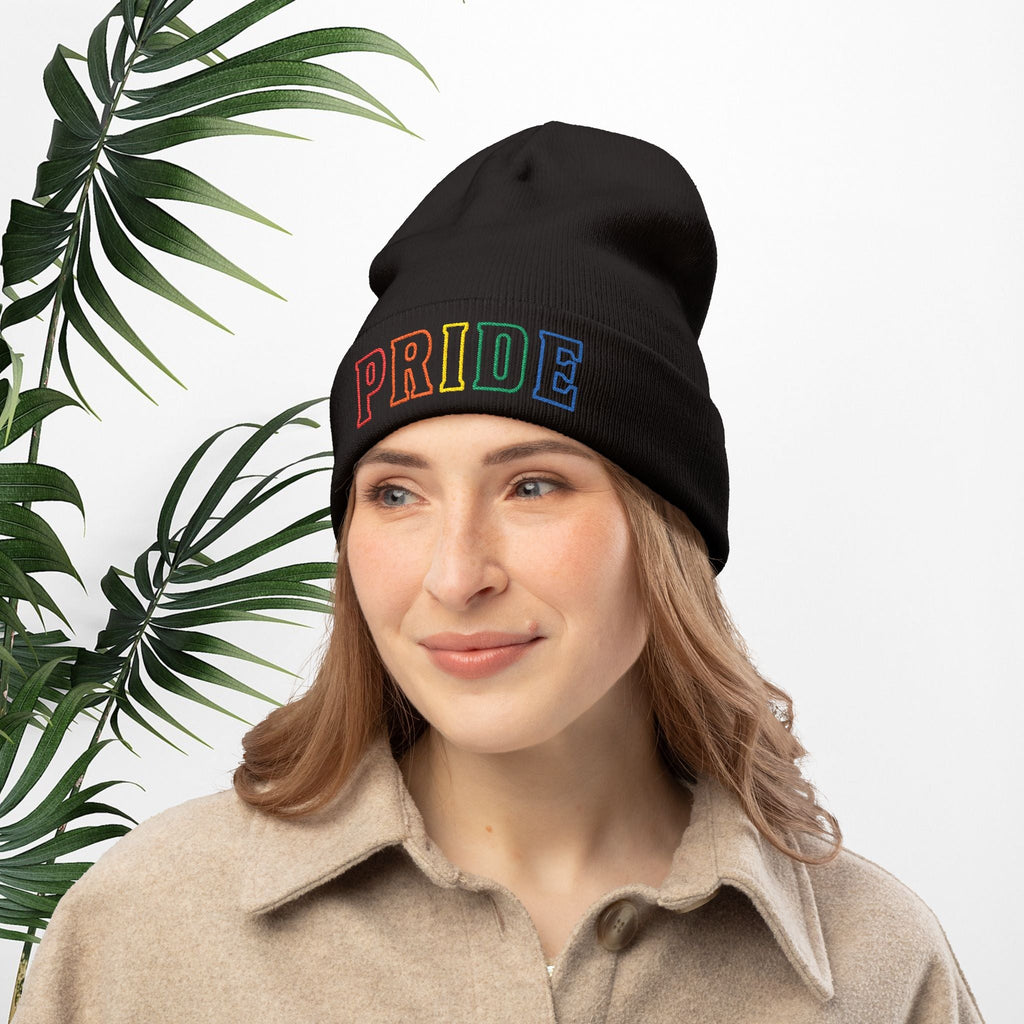 Bespattered Facade Rainbow LGBTQ+ Pride Embroidered Knit Beanie
