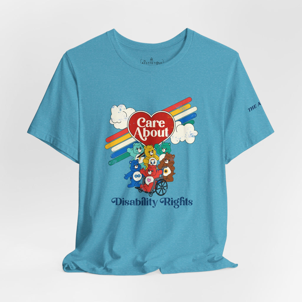 Care About Disability Rights - Retro 80s Vibe - Unisex Jersey Short Sleeve Tee
