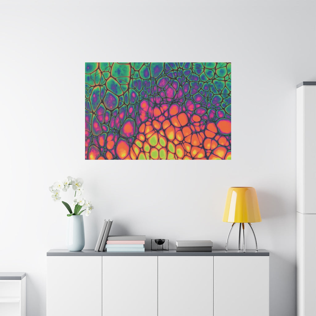 Bespattered Facade Neon Butterfly Stretched Matte Canvas Art Prints | Multiple Sizes