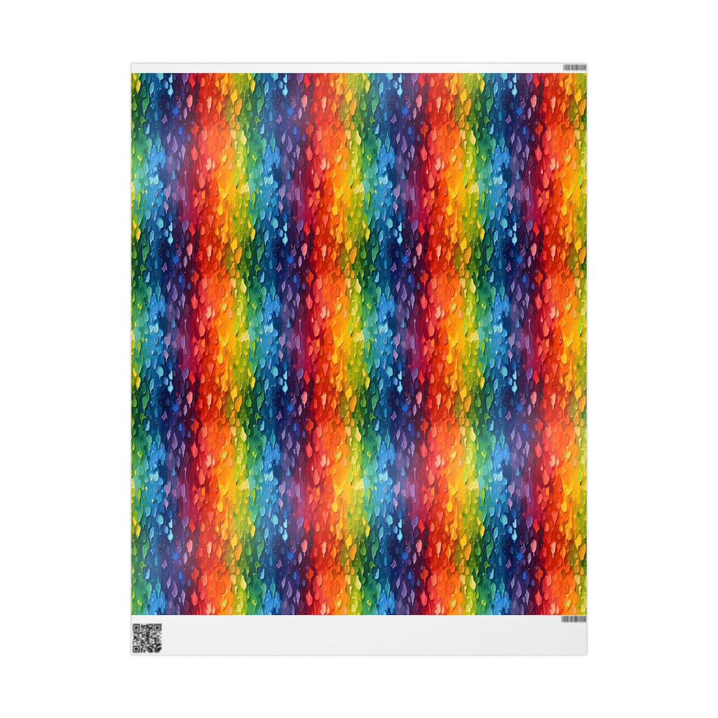 Bespattered Facade Rainbow Brushstrokes Wrapping Paper | Three Sizes | Glossy or Matte