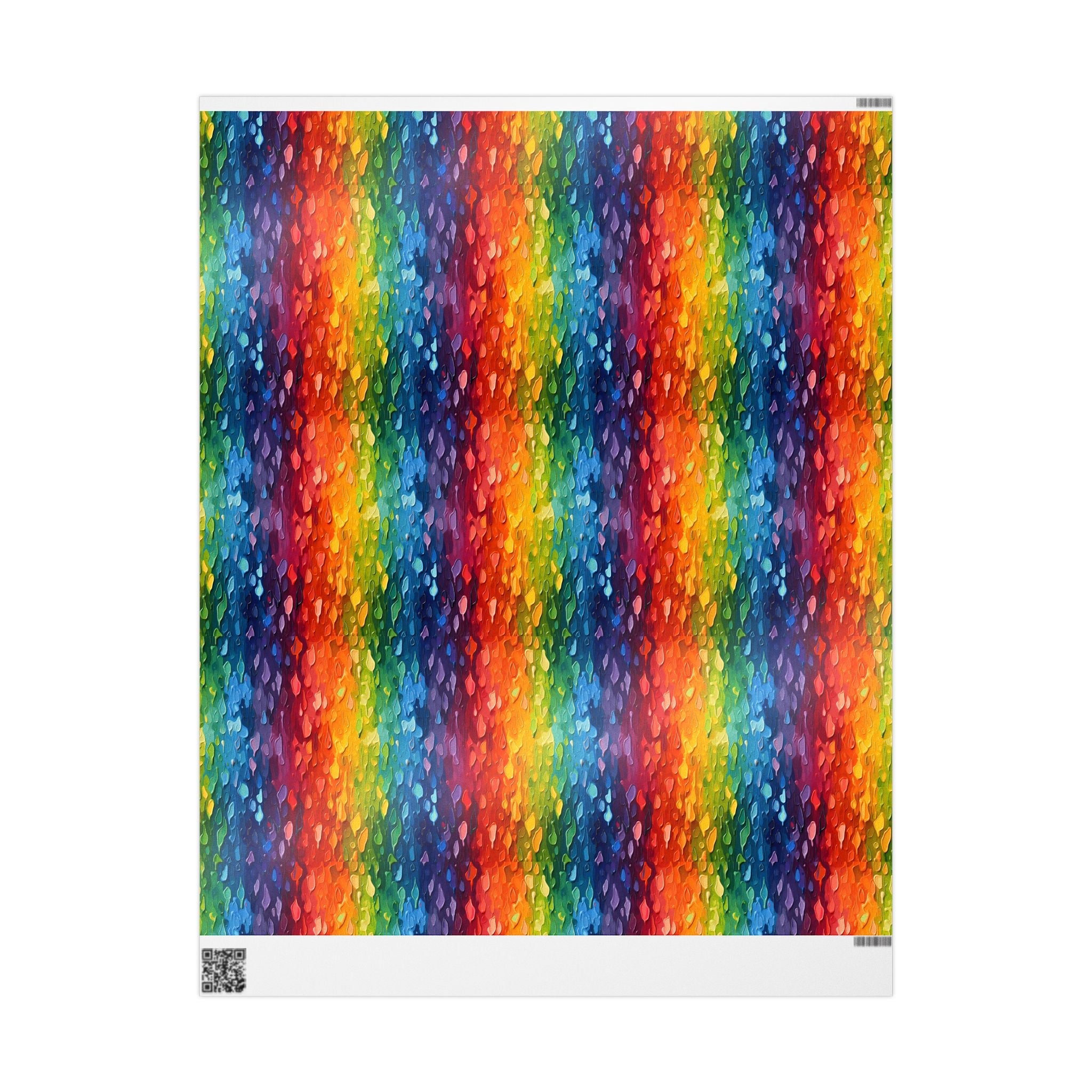 Bespattered Facade Rainbow Brushstrokes Wrapping Paper | Three Sizes | Glossy or Matte