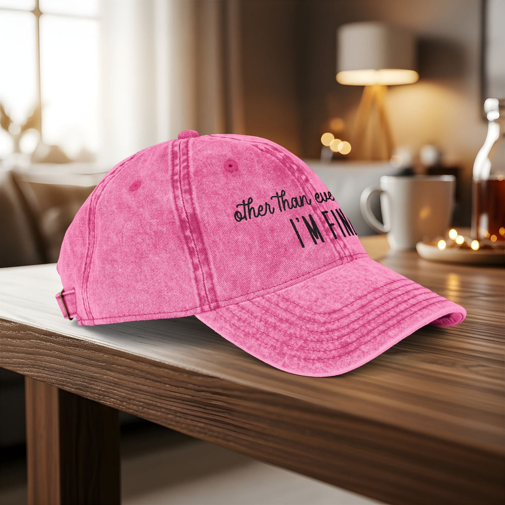 Bespattered Facade "I'm Fine" Black Embroidered Vintage Cap