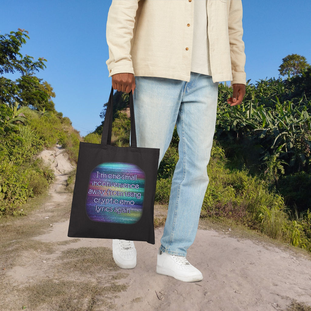 Bespattered Facade Rainbow "Cryptic Emo Lyrics" Canvas Tote Bag Reusable Carryall