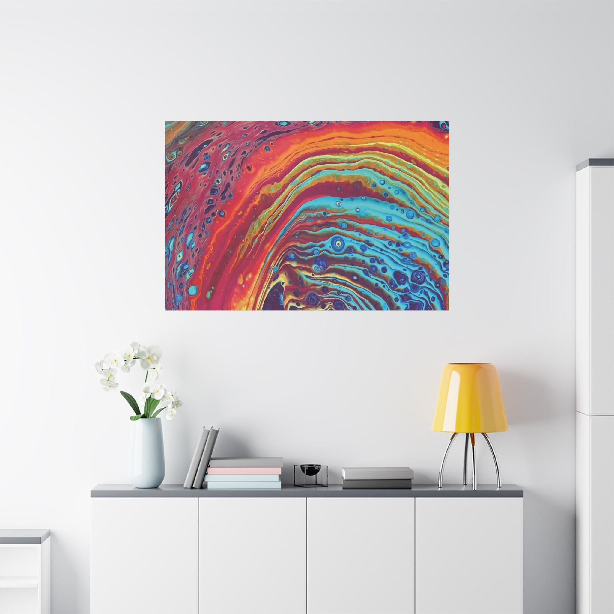 Bespattered Facade Rainbow Rings Stretched Matte Canvas Art Prints | Multiple Sizes