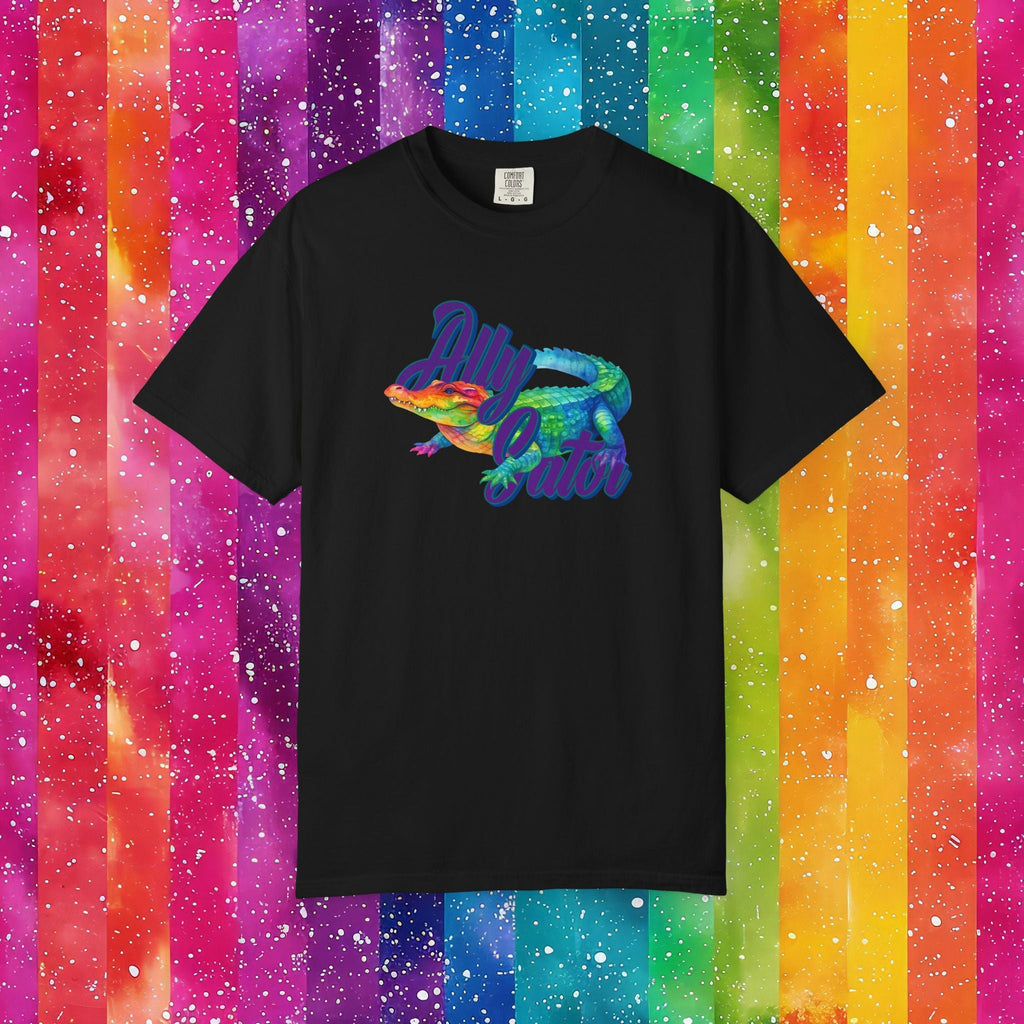 Bespattered Facade Rainbow Ally Gator Colorful LGBTQ+ Pride Premium Unisex Comfort Colors Garment Dyed 100% Cotton T-Shirt