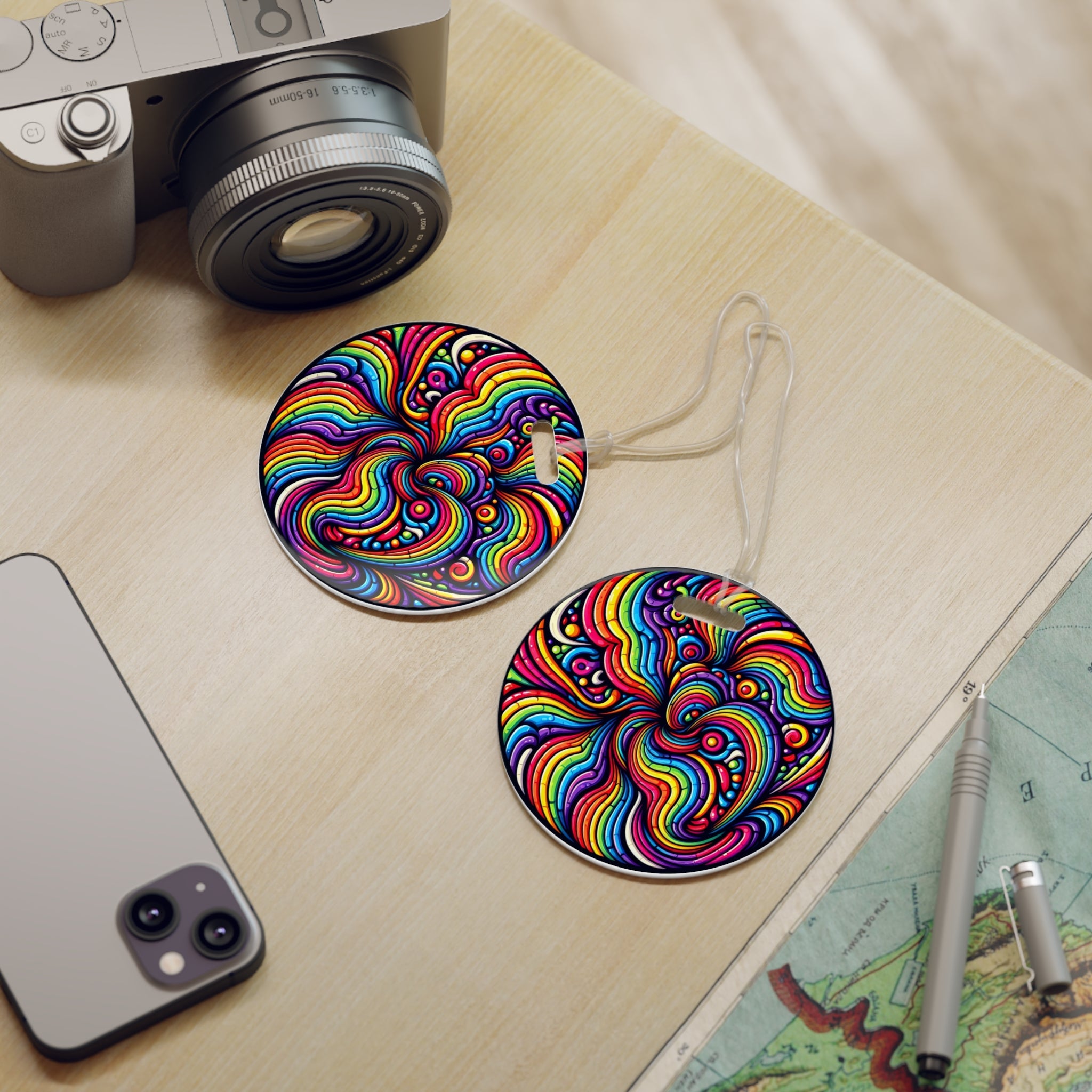 Bespattered Facade Rainbow Swirl Round Luggage Tag