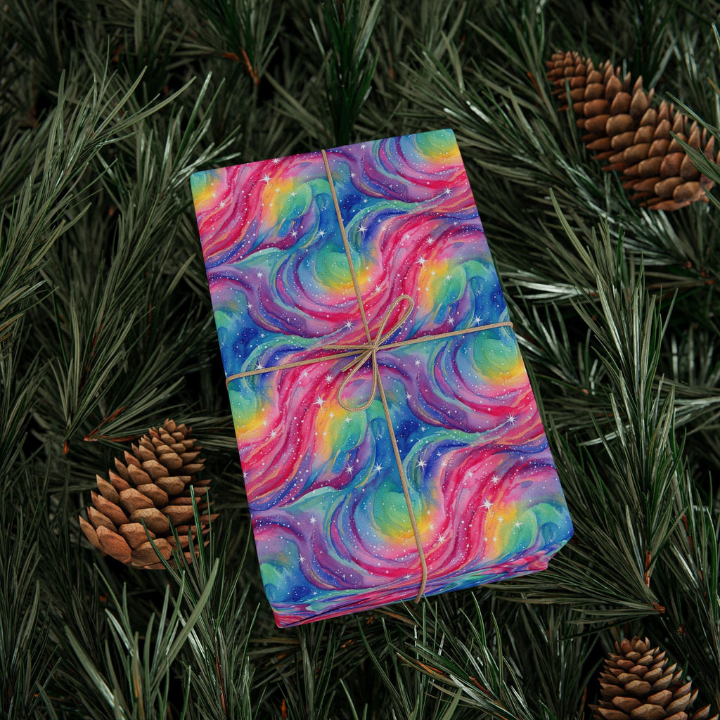 Bespattered Facade Rainbow Nebula Wrapping Paper | Three Sizes | Glossy or Matte