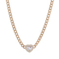 New Copper Zirconia Cuban Link Necklace with Heart Pendant