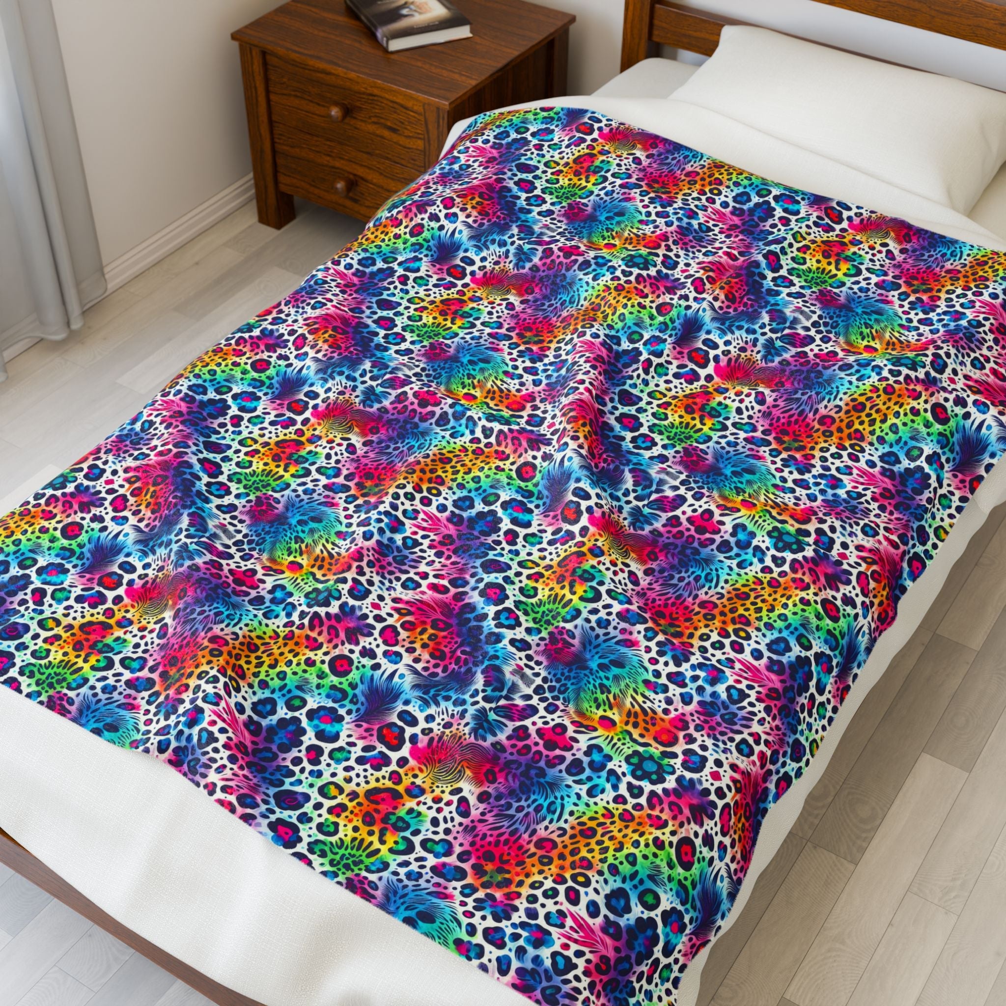 Bespattered Facade Neon Animal Print Velveteen Plush Blanket | 3 Sizes