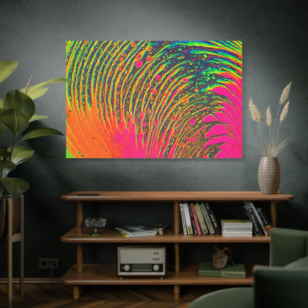 Bespattered Facade Neon Puddle Stretched Matte Canvas Art Prints | Multiple Sizes