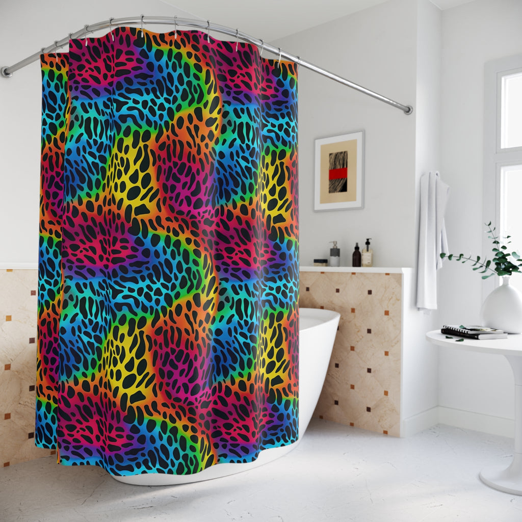 Bespattered Facade Rainbow Animal Print Shower Curtain
