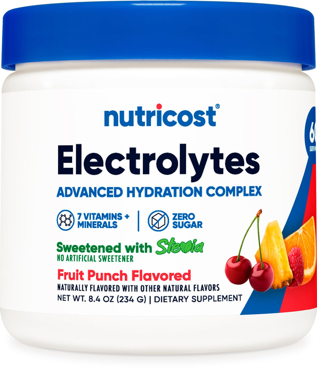 Nutricost Electrolyte Complex Powder (60 Servings Fruit Punch) - Hydration Supplement Drink Mix with Vitamins and Minerals