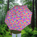 Rainbow Hearts Foldable Umbrella — Compact Semi-Automatic Rain Parasol