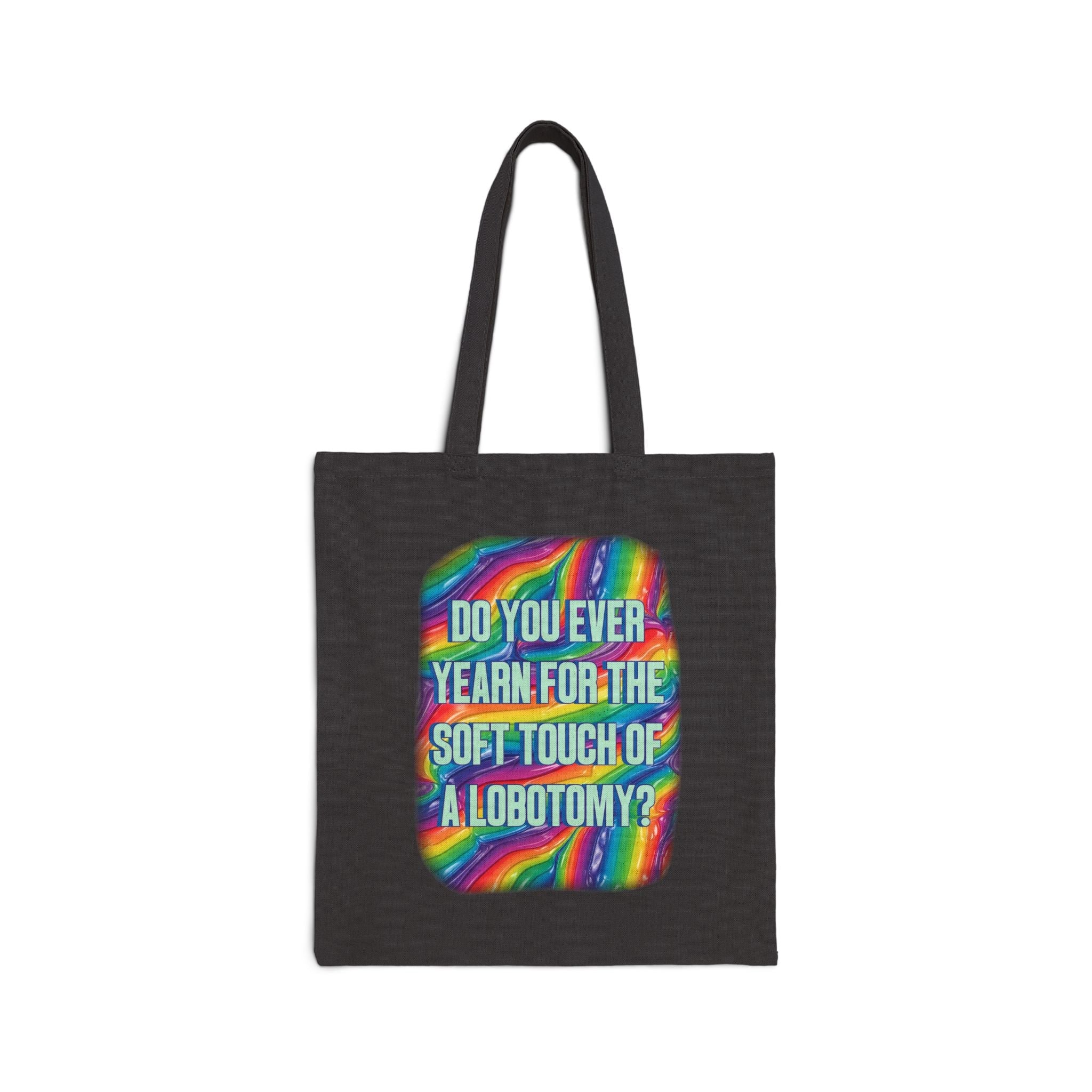 Bespattered Facade Rainbow "Lobotomy" Canvas Tote Bag Reusable Carryall