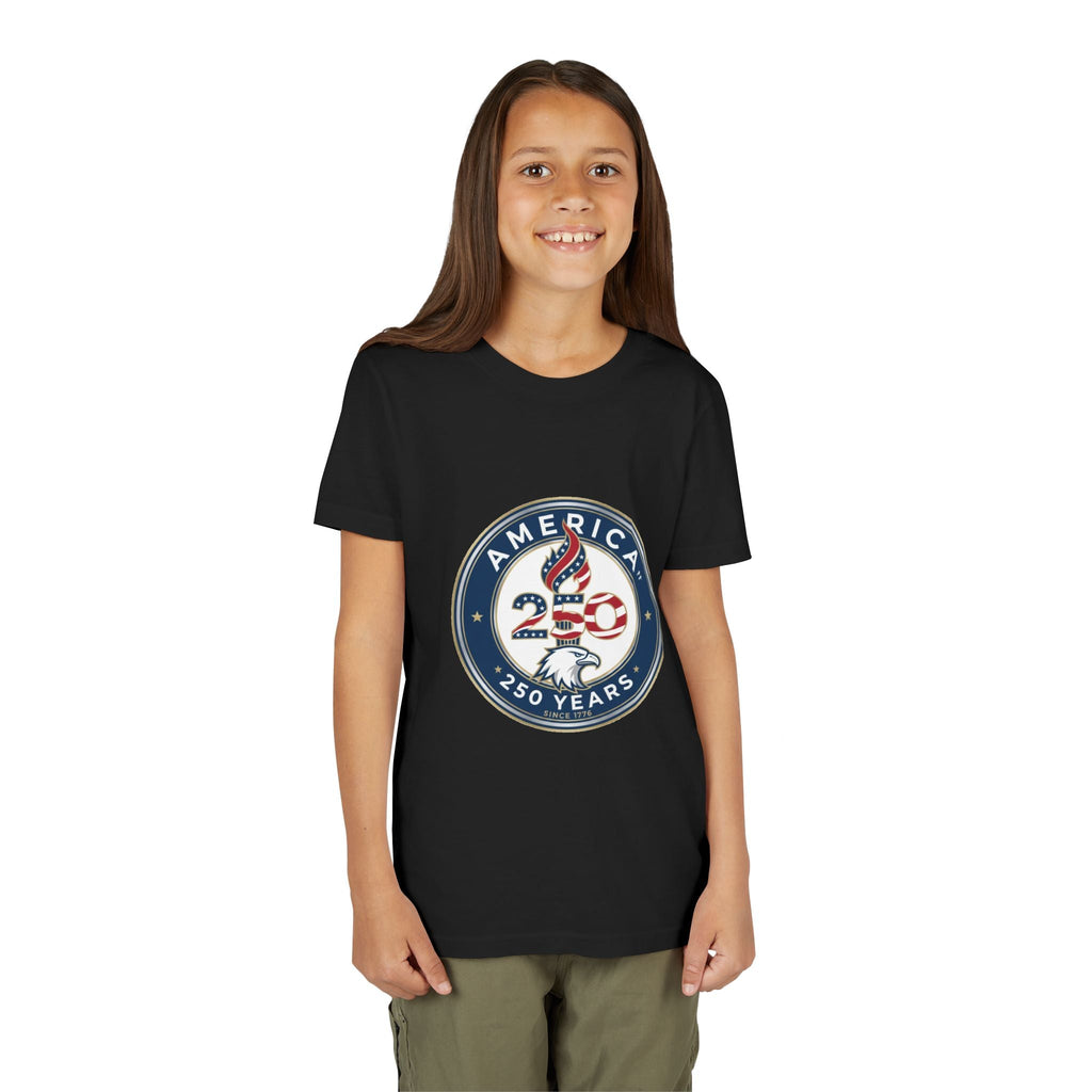 Youth Tee - America 250 Anniversary Patriotic Logo Kids T-Shirt (America 250 Years)