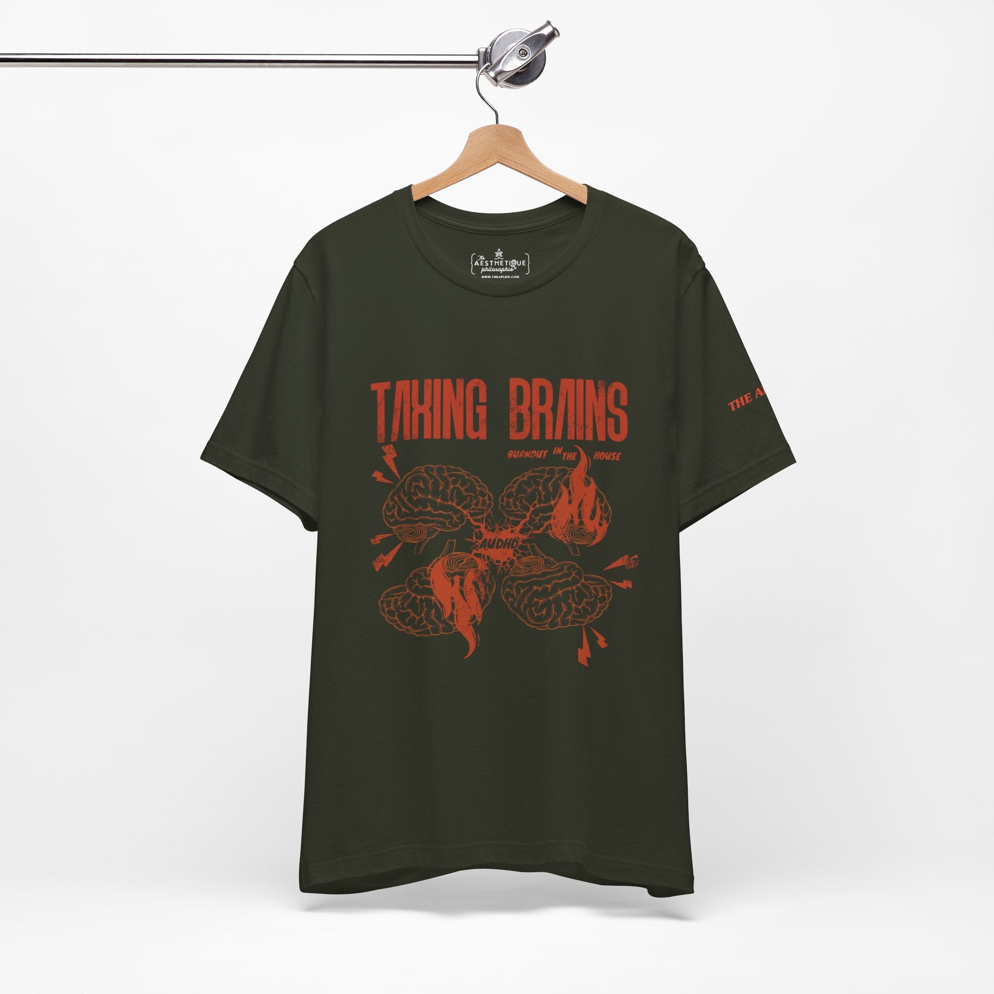 Taxing Brains - Burnout in the House - AuDHD - Adult Unisex Jersey Tee