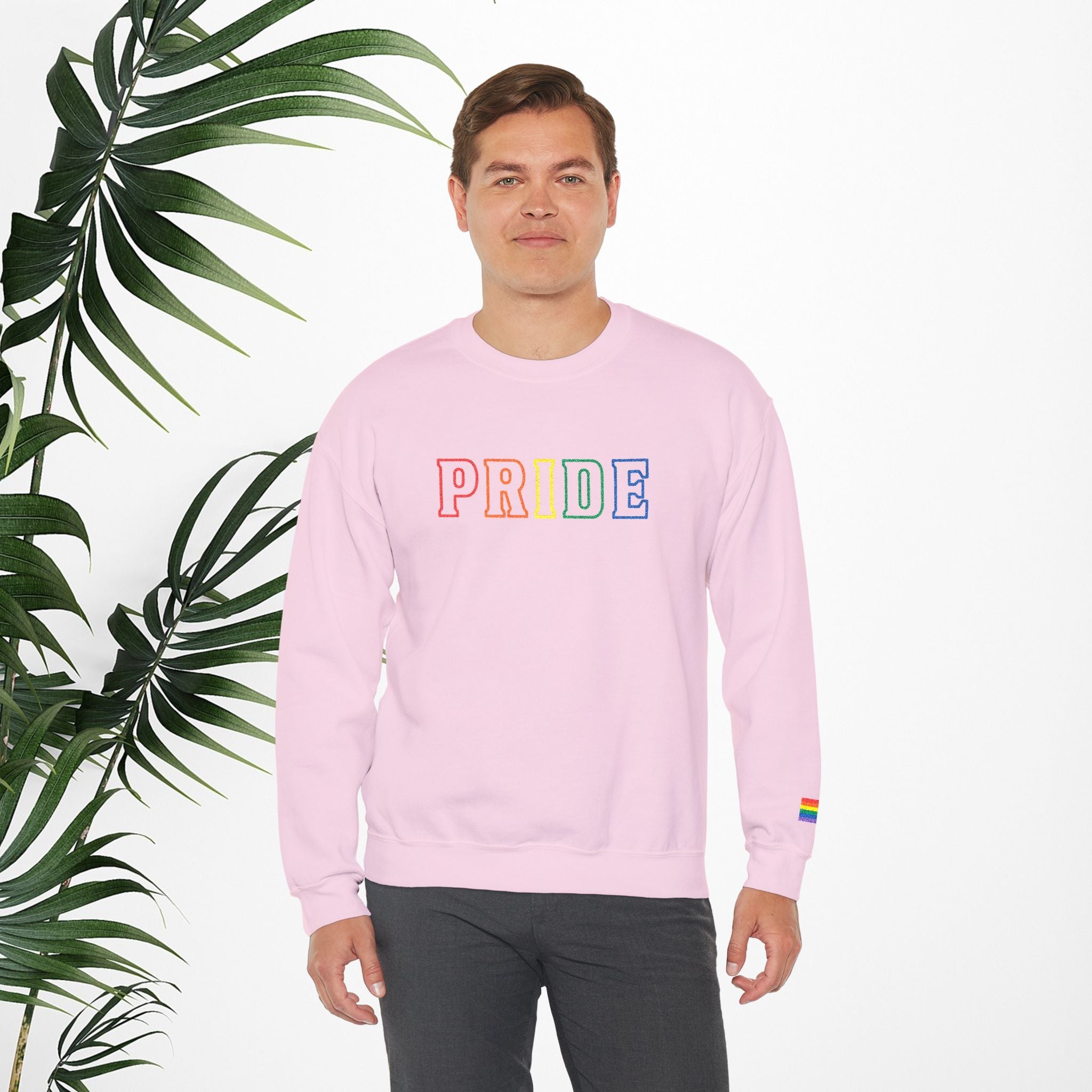 Bespattered Facade Rainbow LGBTQ+ Pride Embroidered Crewneck Sweatshirt