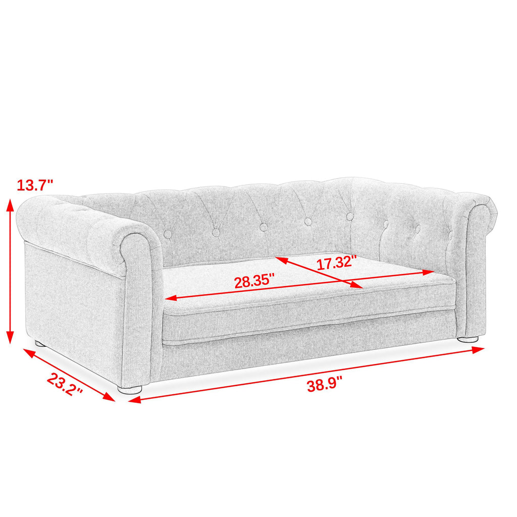 Modern Style Elegant Rectangle Pet Bed for Small and Medium Dogs, Durable Elevated Dog Sofa, Dark Grey Foam