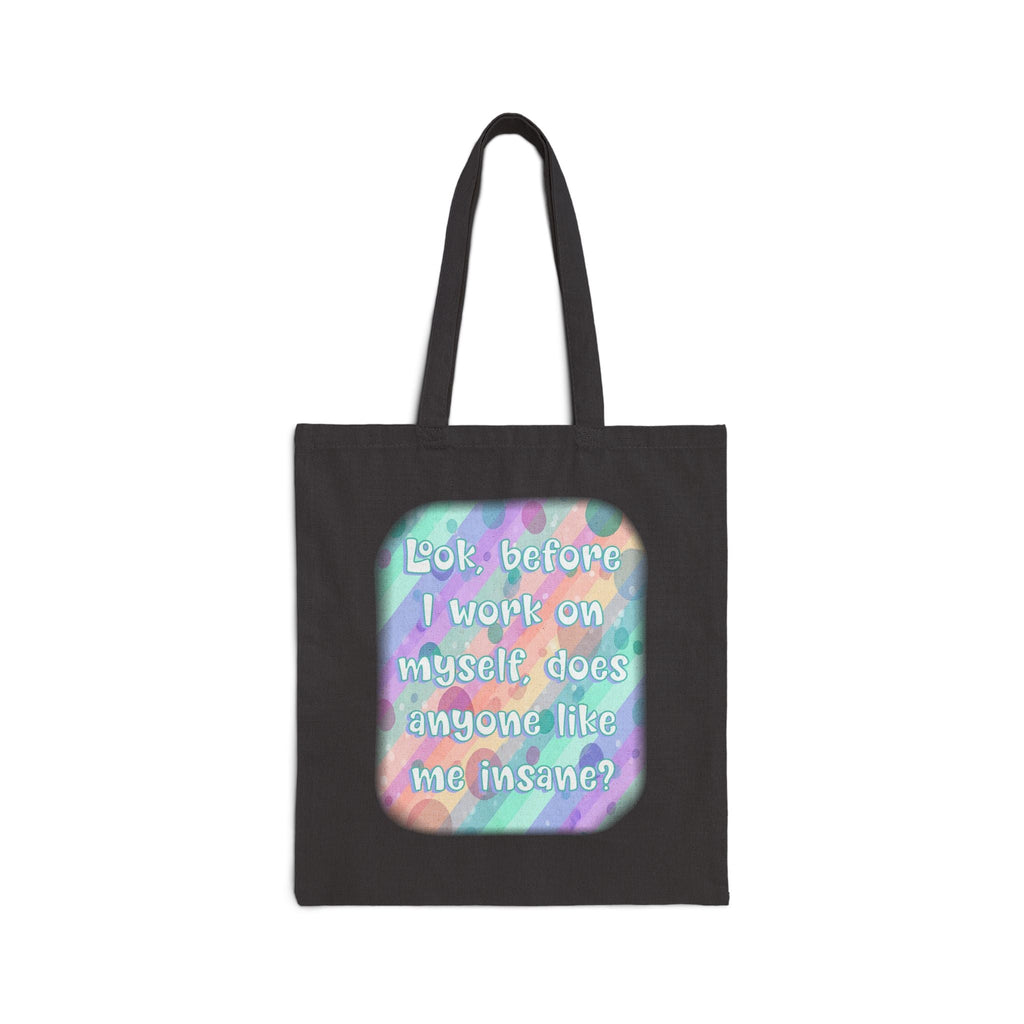 Bespattered Facade Rainbow "Self Improvement" Canvas Tote Bag Reusable Carryall
