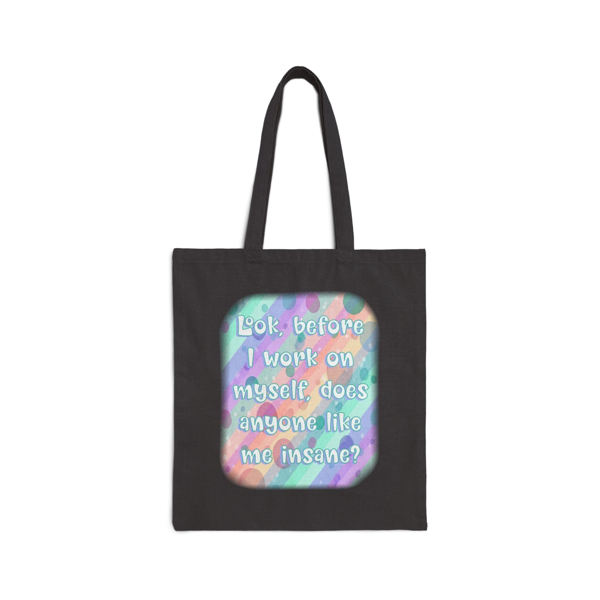 Bespattered Facade Rainbow "Self Improvement" Canvas Tote Bag Reusable Carryall