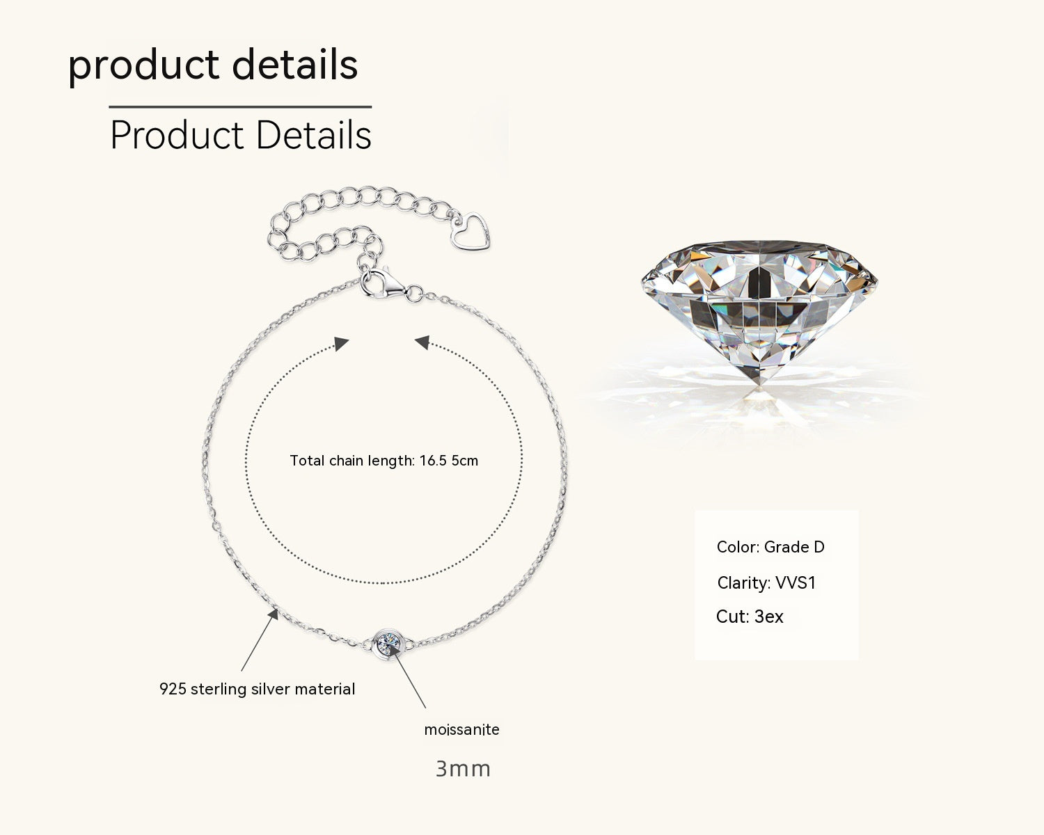 Moissanite Bracelet for Women - Unique Design