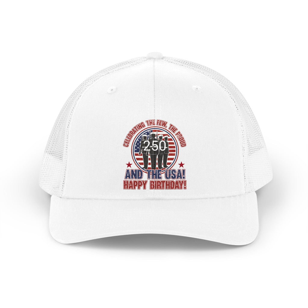 America 250 Happy Birthday USA Retro Patriotic Trucker Hat