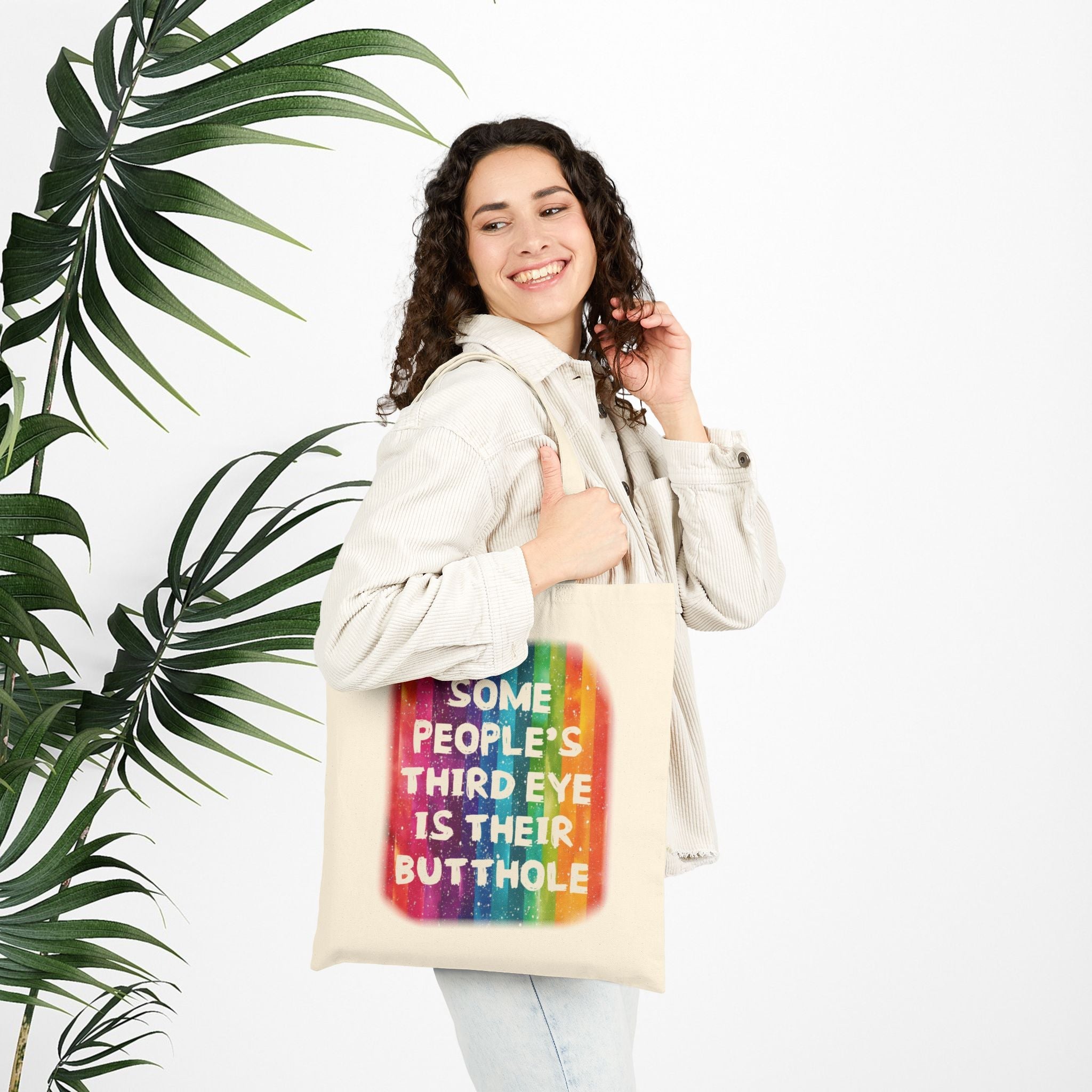 Bespattered Facade Rainbow "Third Butthole Eye" Canvas Tote Bag Reusable Carryall