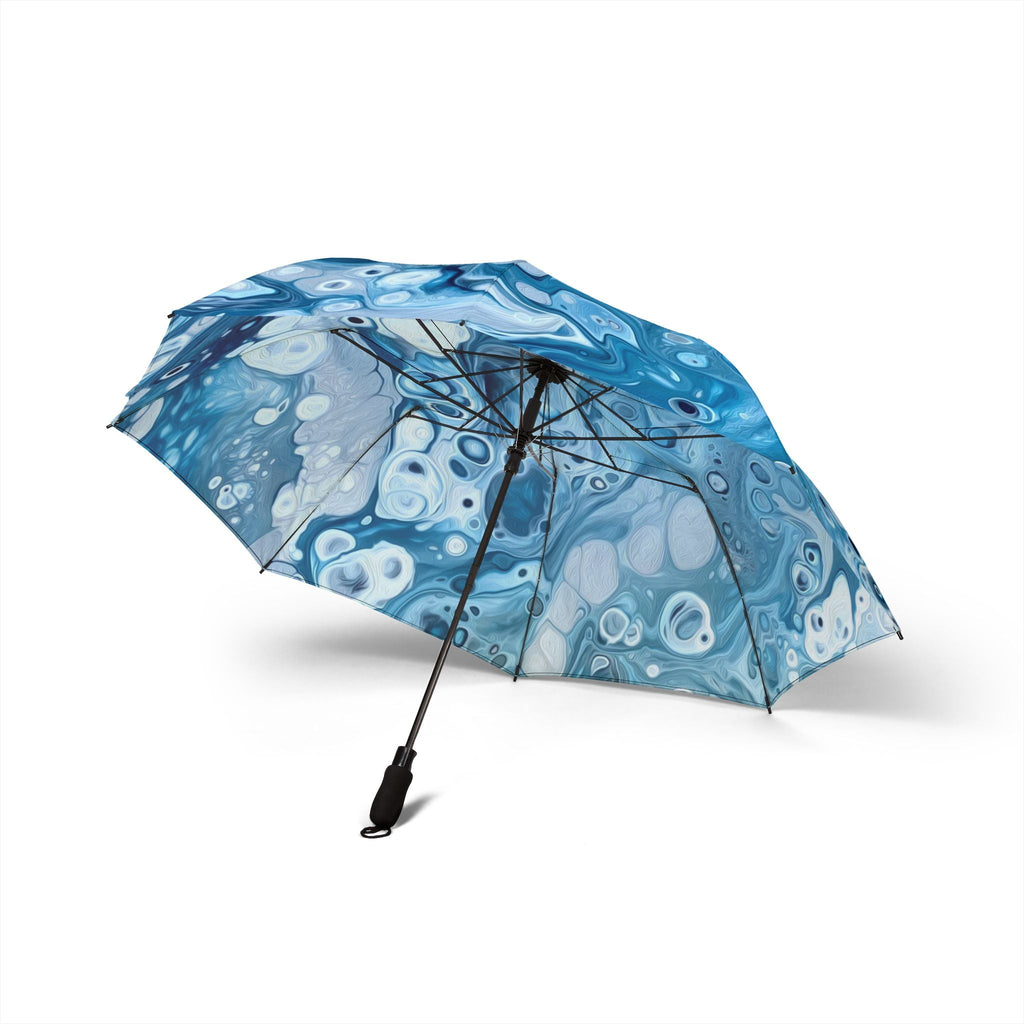 Bespattered Facade Blue Marble Foldable Umbrella — Compact Semi-Automatic Rain Parasol