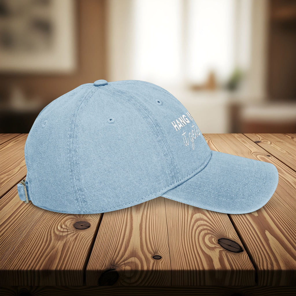 Bespattered Facade "Hang in There" White Embroidered Denim Cap