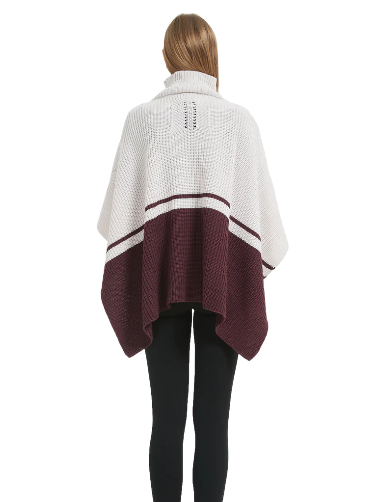 Save the Ocean Sustainable Color Block Pullover Turtleneck Poncho, OS