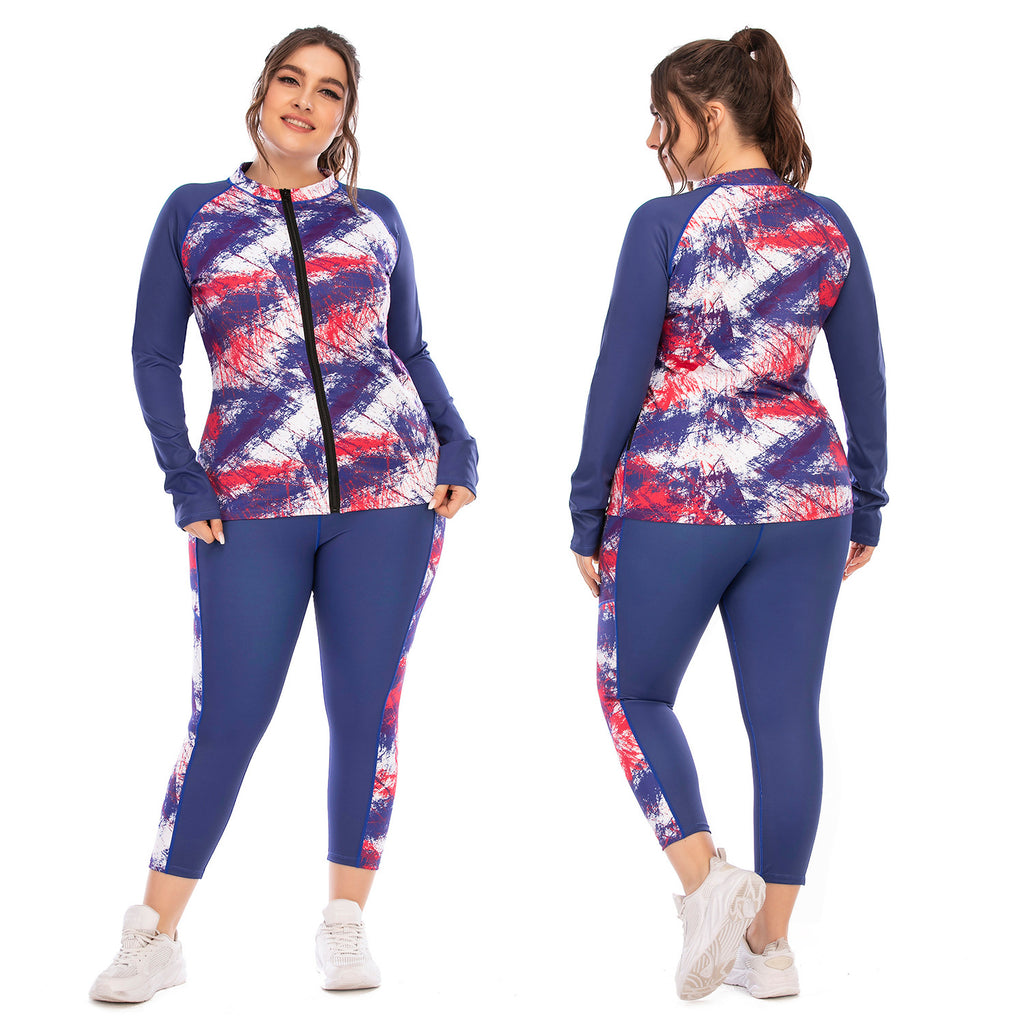 Plus Size Yoga Wear and Tie Dye Sports Bra Set