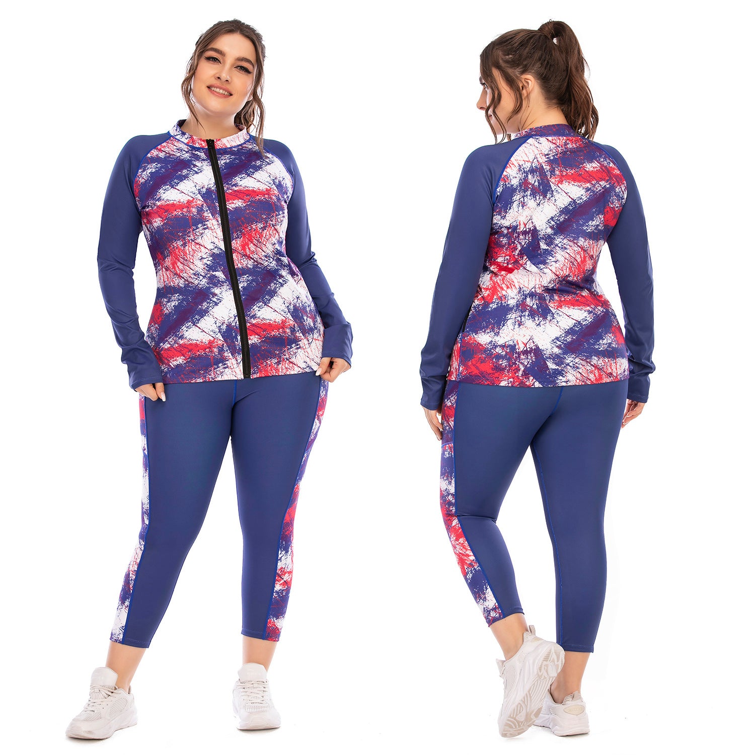 Plus Size Yoga Wear and Tie Dye Sports Bra Set